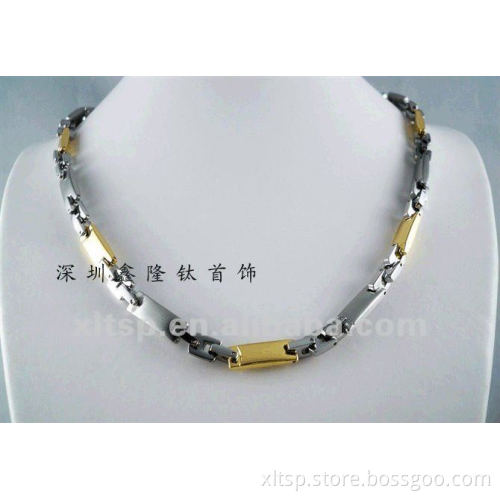 TT66 Classic Pure Titanium 14K Gold Mens Magnetic Necklace